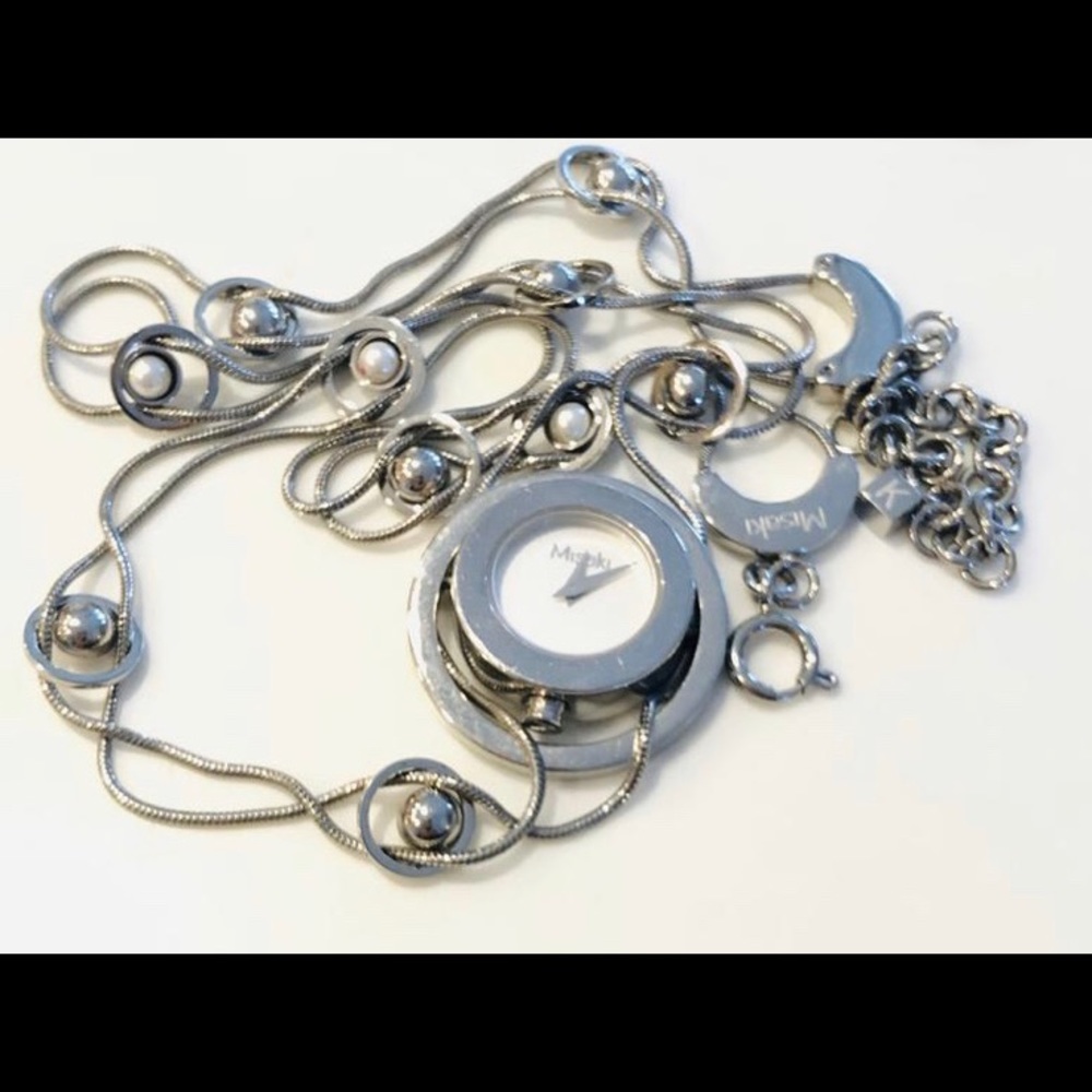 Misaki wrap watch in stainless steel and pearls